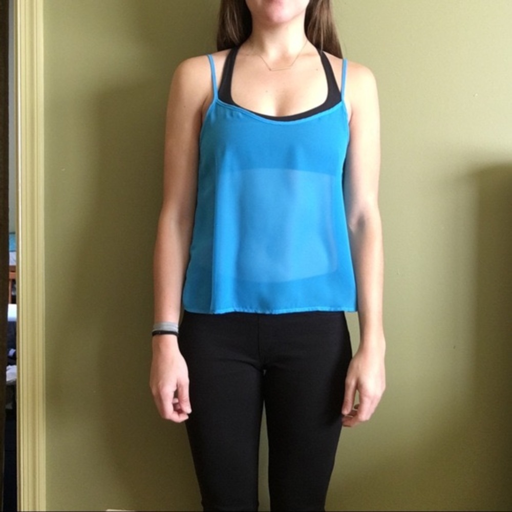 American Apparel chiffon sheer blue tank top